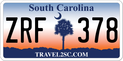 SC license plate ZRF378