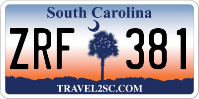 SC license plate ZRF381