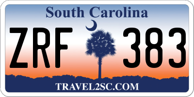 SC license plate ZRF383
