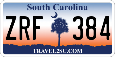 SC license plate ZRF384