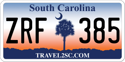 SC license plate ZRF385