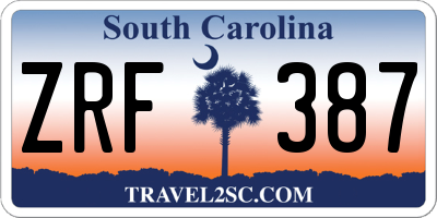 SC license plate ZRF387
