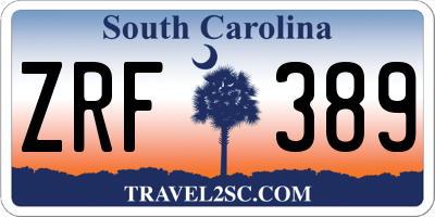 SC license plate ZRF389