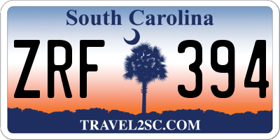 SC license plate ZRF394