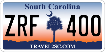 SC license plate ZRF400