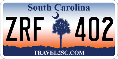SC license plate ZRF402