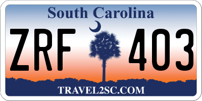 SC license plate ZRF403