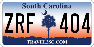 SC license plate ZRF404