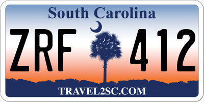 SC license plate ZRF412