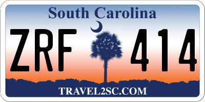 SC license plate ZRF414