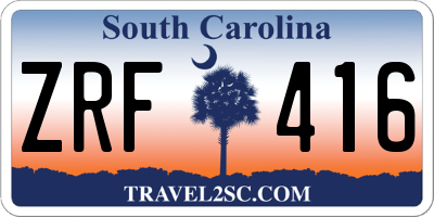 SC license plate ZRF416