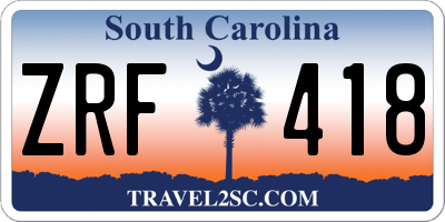 SC license plate ZRF418