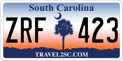SC license plate ZRF423