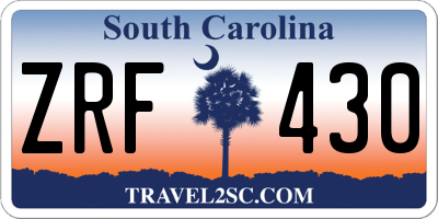 SC license plate ZRF430