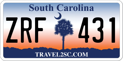 SC license plate ZRF431