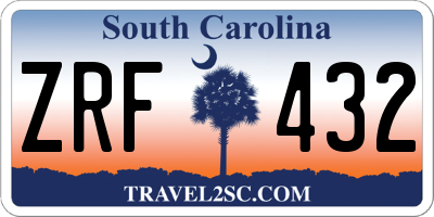 SC license plate ZRF432