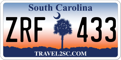 SC license plate ZRF433