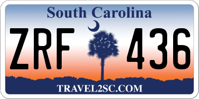 SC license plate ZRF436