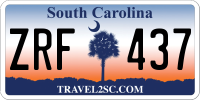 SC license plate ZRF437