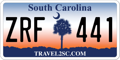SC license plate ZRF441