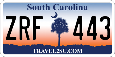 SC license plate ZRF443