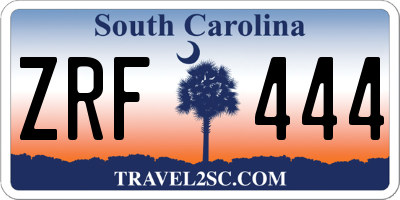 SC license plate ZRF444