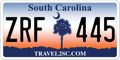 SC license plate ZRF445