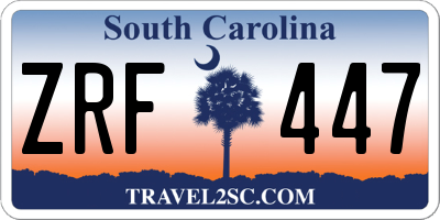 SC license plate ZRF447