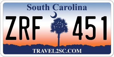 SC license plate ZRF451