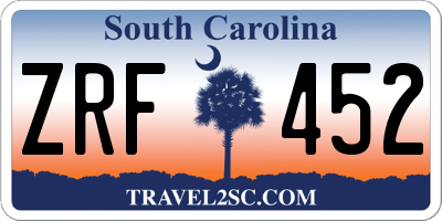 SC license plate ZRF452