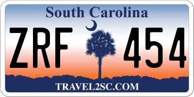 SC license plate ZRF454