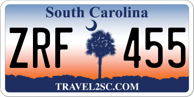 SC license plate ZRF455