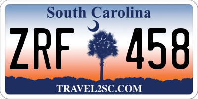 SC license plate ZRF458