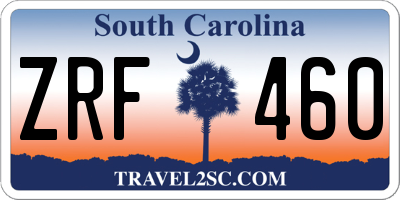 SC license plate ZRF460
