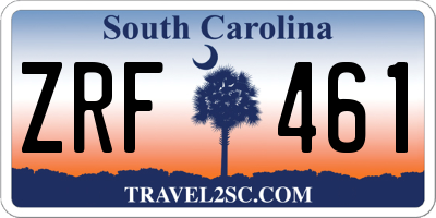 SC license plate ZRF461
