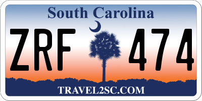 SC license plate ZRF474