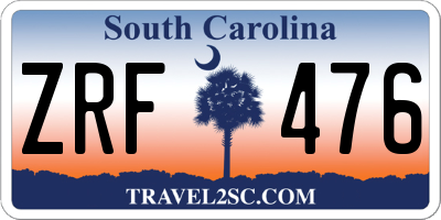 SC license plate ZRF476