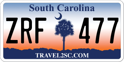 SC license plate ZRF477