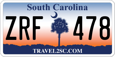 SC license plate ZRF478