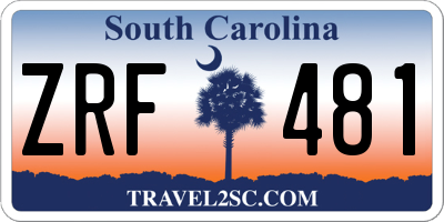 SC license plate ZRF481