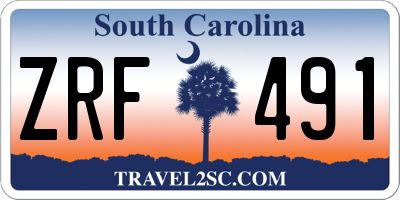 SC license plate ZRF491
