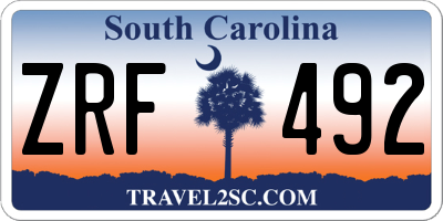 SC license plate ZRF492