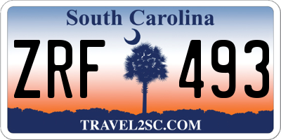 SC license plate ZRF493