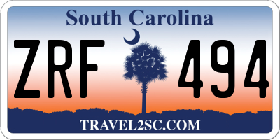 SC license plate ZRF494