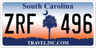 SC license plate ZRF496