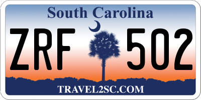SC license plate ZRF502