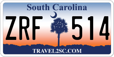 SC license plate ZRF514
