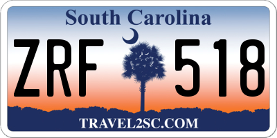 SC license plate ZRF518