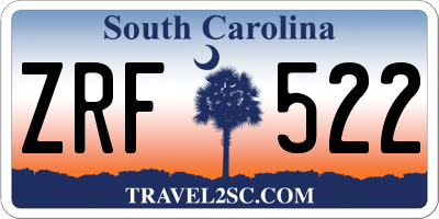 SC license plate ZRF522