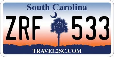 SC license plate ZRF533